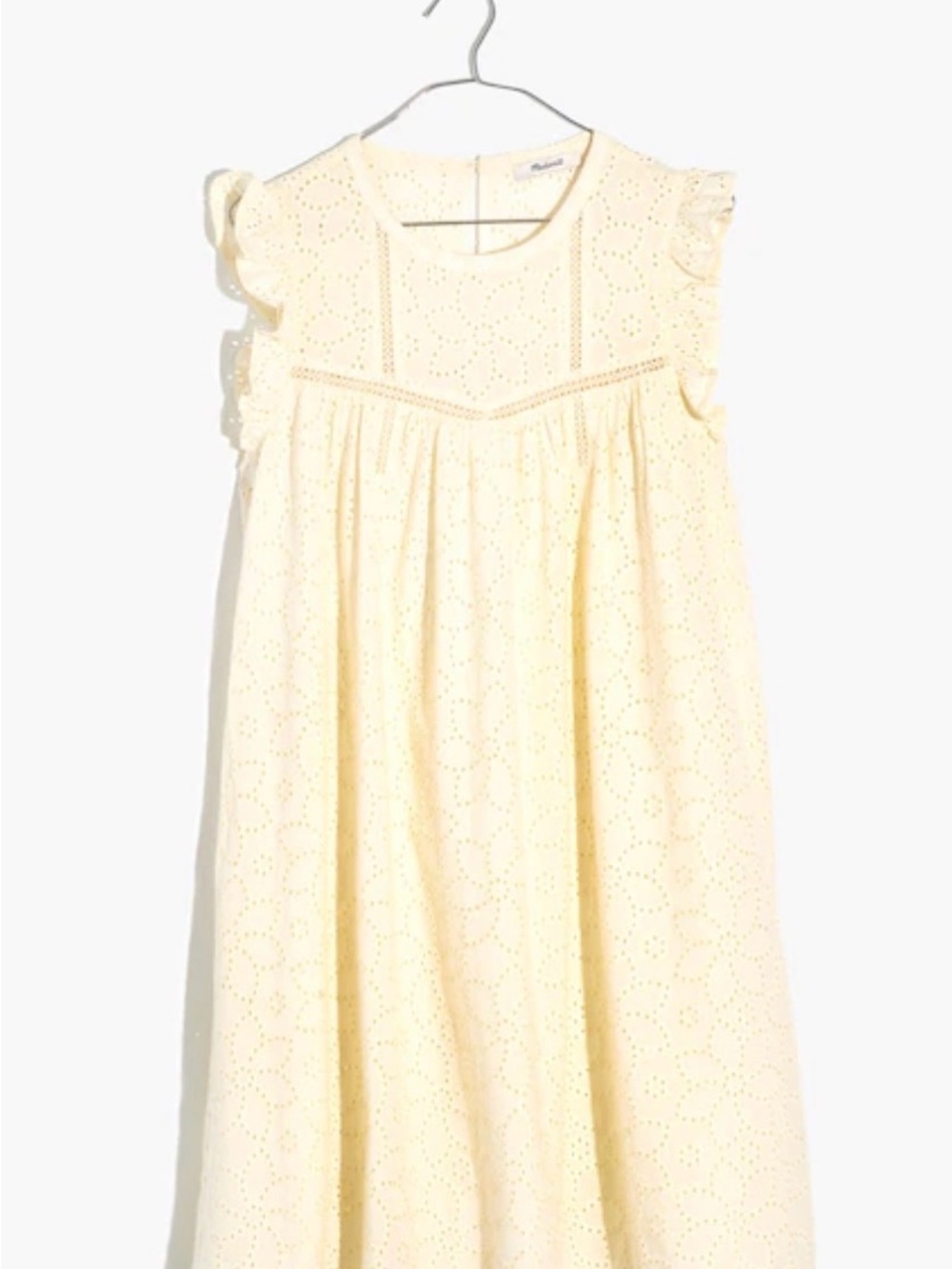 Eyelet Flutter Sleeve Mini Dress in Cream